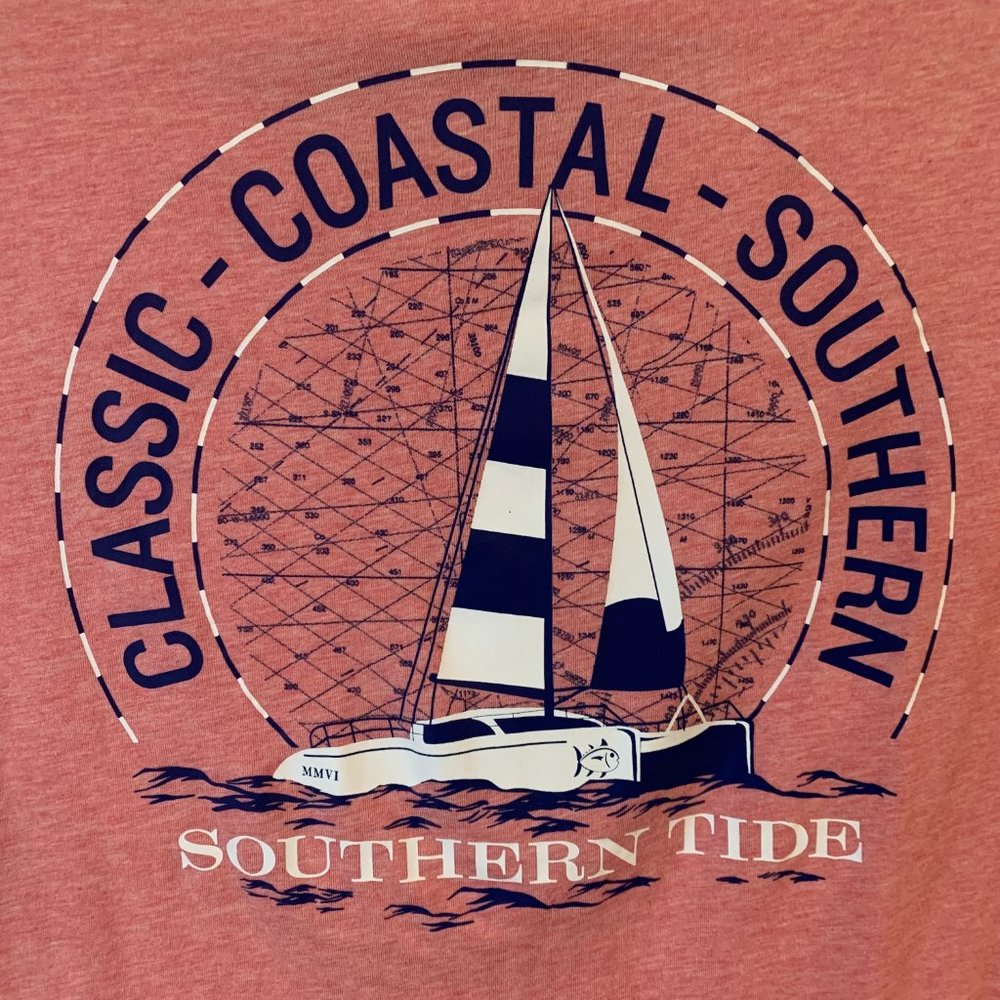 Southern Tide Coastal Catamaran Pink Small Women's Pima Cotton Pocket Shirt EUC